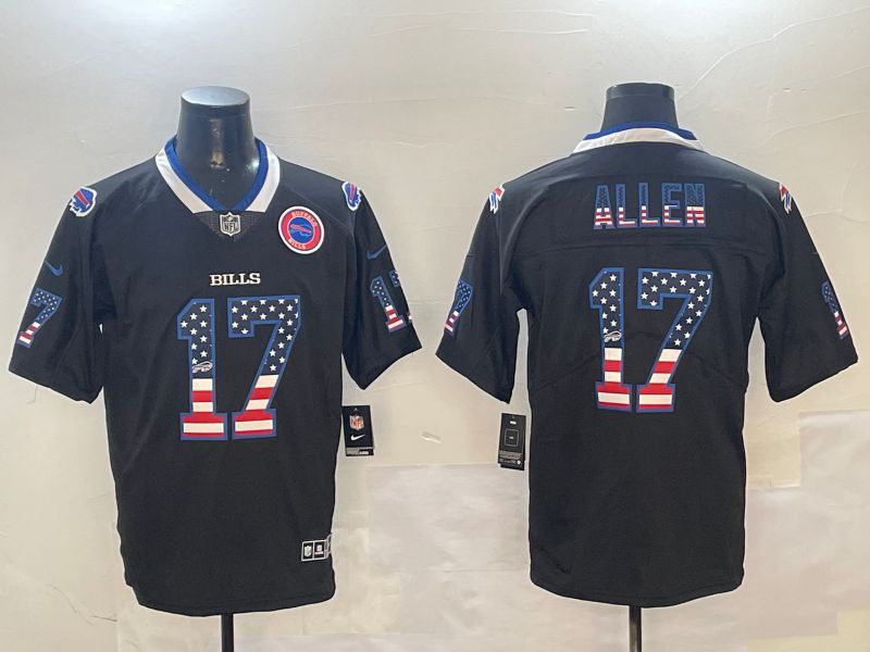 Men Buffalo Bills #17 Allen Black Flag Edition 2024 Nike Limited NFL Jersey style 3